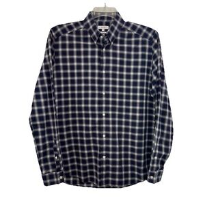 REISS Blue Plaid Button Down Shirt Men’s Large Slim Fit Long Sleeve Cotton
